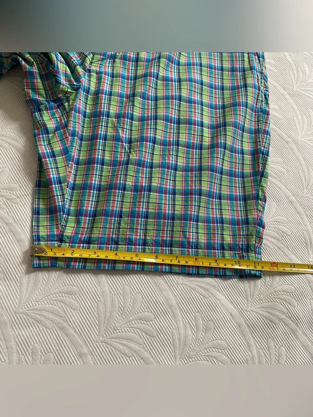 Polo Golf Ralph Lauren Mens Size 36 Blue Green Pink Madras Plaid Shorts